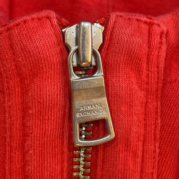 Vintage 90s AX Armani Exchange LoGo Sleeveless Red Sweatshirt Hoodie Vest - XL - Picture 3 of 7